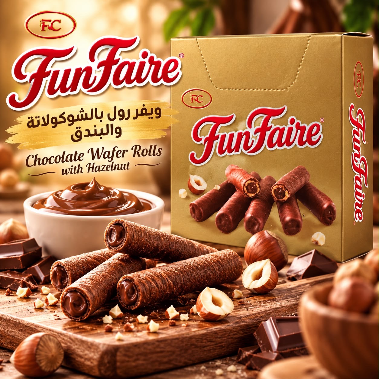 ويفر رول بالشوكولاته و البندق  3X باكيت