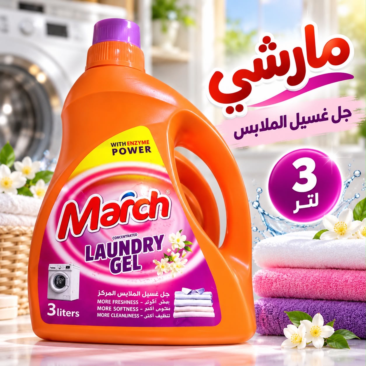 b6a99f2e-6d7c-4c2c-a3dd-da2eb22c06a8 جل غسيل الملابس مارش 3 لتر - الصورة 1