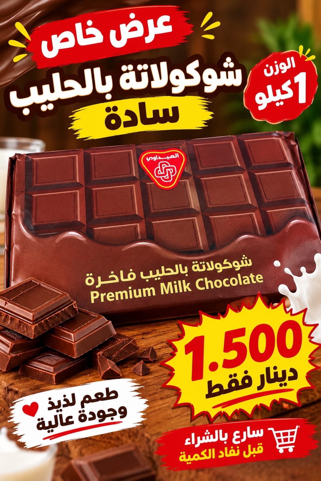 شوكلاتة بالحليب فاخرة الصيداوي 1 كجم