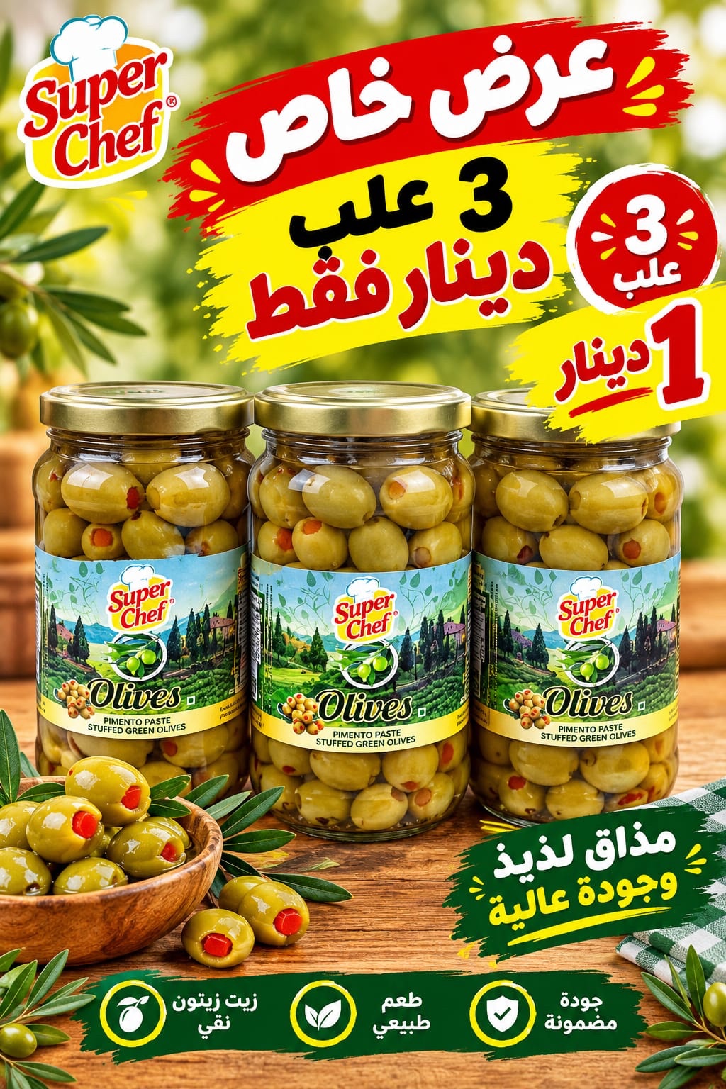 زيتون محشي سوبر شيف 3 علب