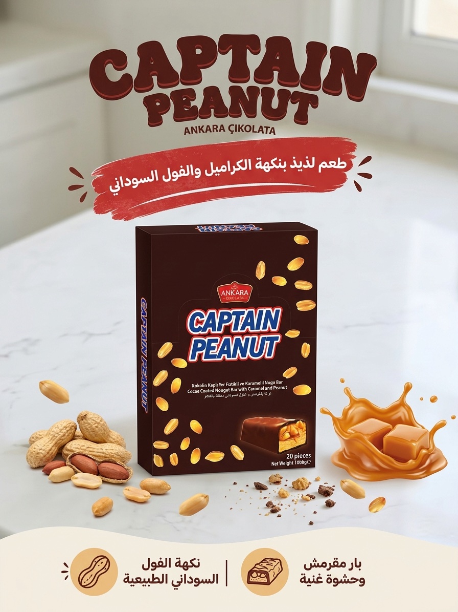 كاكاو محشو فول سوداني كابتن 20 قطعة